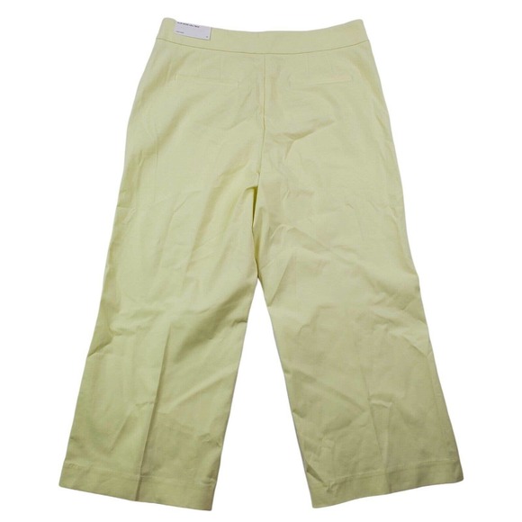 Ann Taylor Loft Womens Dress Pants Trousers SZ 14 Solid Yellow Wide Leg Crop NWT - Picture 2 of 11